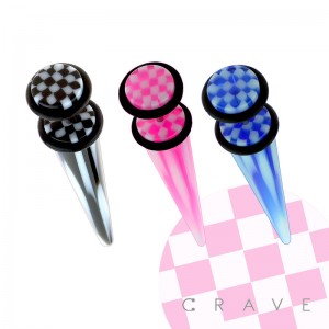 ACRYLIC FAKE TAPER WITH CHECKER MARBLE