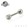 GRADE 23 SOLID TITANIUM BARBELL WITH PRESS FIT GEM