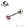GRADE 23 SOLID TITANIUM BARBELL WITH PRESS FIT GEM