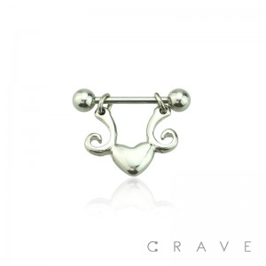 316L SURGICAL STEEL TRIBAL ANTIQUE HEART CARTILAGE EAR CUFF