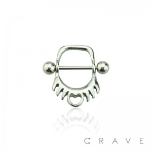 316L SURGICAL STEEL TRIBAL OPEN HEART CARTILAGE EAR CUFF