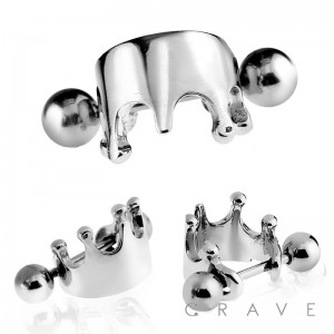 CROWN DESIGNED 316L SURGICAL STEEL CARTILAGE/TRAGUS BAR