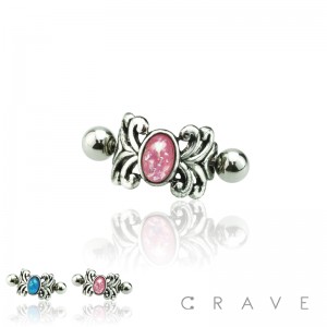 316L SURGICAL STEEL GLITTER OPAL CARTILAGE EAR CUFF