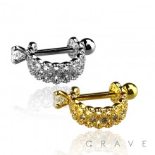 CZ STUDDED BEADED BUBBLE WITH CZ PRONG-SET END CARTILAGE EAR CUFF
