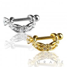 CZ STUDDED CONNECTIVE CIRCULAR DESIGN WITH CZ PRONG-SET END CARTILAGE EAR CUFF