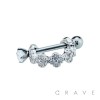 CZ STUDDED BEADED FLOWER WITH CZ PRONG-SET END CARTILAGE EAR CUFF