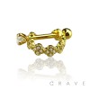 CZ STUDDED BEADED FLOWER WITH CZ PRONG-SET END CARTILAGE EAR CUFF