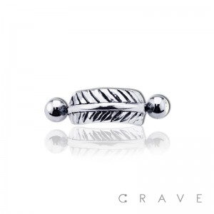 CURVED FEATHER WITH CZ PRESS FIT END CARTILAGE EAR CUFF