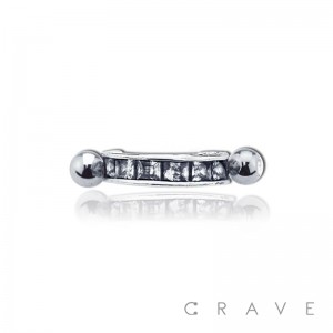 SQUARE GEM ENCRUSTED BRACE WITH CZ PRESS FIT END CARTILAGE EAR CUFF
