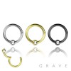 316L SURGICAL STEEL GEM PAVED CAPTIVE BEAD HINGED SEGMENT RING FOR SEPTUM, HELIX, TRAGUS, CAPTIVE