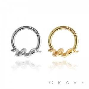 316L SURGICAL STEEL SNAKE REPTILE FRONT SEGMENT RING FOR SEPTUM, HELIX, TRAGUS, CAPTIVE