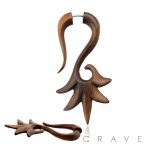 HAND CARVED ROOSTER COMB DROP SONO WOOD FAUX TAPER