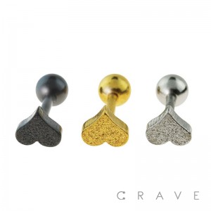 SANDBLAST HEART 316L SURGICAL STEEL CARTILAGE/TRAGUS BAR