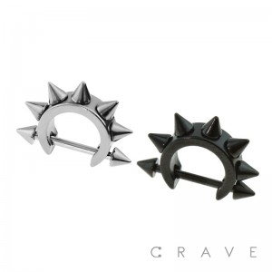 MULTI SPIKE SEMI CIRCLE 316L SURGICAL STEEL DOUBLE SPIKE CARTILAGE/TRAGUS BAR