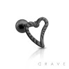 CURVED HEART 316L SURGICAL STEEL CARTILAGE/TRAGUS BAR