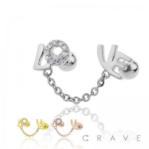 LOVE CHAIN LINK 316L SURGICAL STEEL CARTILAGE BARBELL