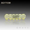TWO LINES OF CZ PAVED GOLD GRILLZ 6 TEETH MOUTH TOP & BOTTOM HIP HOP BLING CAPS
