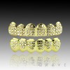 PAVED CZ GOLD GRILLZ 6 TEETH MOUTH TOP & BOTTOM HIP HOP BLING 