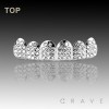 PAVED CZ SILVER GRILLZ 6 TEETH MOUTH TOP & BOTTOM HIP HOP BLING