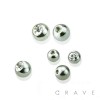 10PCS OF 316L SURGICAL STEEL CLEAR GEM THREADED BALLS PACKAGE
