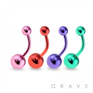 MULTI-COLOR ELECTROPLATING OVER 316L SURGICAL STEEL NAVEL RING