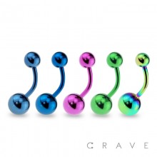 MULTI-COLOR IP PLATED OVER 316L SURGICAL STEEL NAVEL RING
