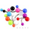 316L SURGICAL STEEL BELLY RING WITH PLAIN UV SOLID COLOR ACRYLIC BALL