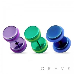 IP OVER 316L SURGICAL STEEL FAKE PLUG WITH O-RINGS COLORS