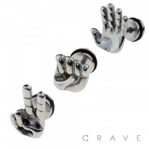 316L SURGICAL STEEL FAKE PLUG WITH ROSHAMBO