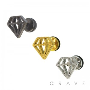 316L SURGICAL STEEL FAKE PLUG WITH DIAMOND SANDBLASTER FROST