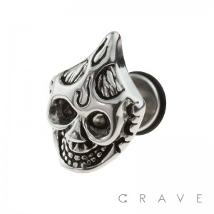 316L SURGICAL STEEL FAKE PLUG W/ ALIEN SKULL