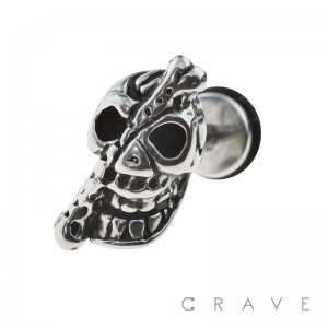 316L SURGICAL STEEL FAKE PLUG W/ BONE THROUGH SKULL