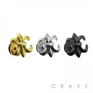 316L SURGICAL STEEL "FLEUR DE LIS" FAKE PLUG