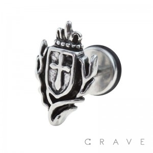 316L SURGICAL STEEL FAKE PLUG W/ KINGDOM SHIELD