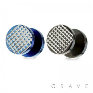 316L SURGICAL STEEL FAKE PLUG W/ MESH DIAMOND CUT