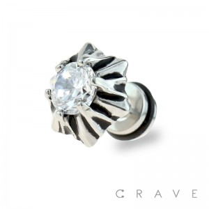 316L SURGICAL STEEL FAKE PLUG W/ TRIBAL STAR
