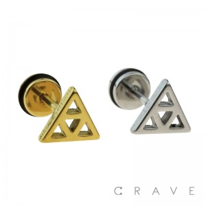 316L SURGICAL STEEL FAKE PLUG W/ TRIANGLE IN TRIANGLE