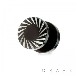 316L SURGICAL STEEL FAKE PLUG W/ SWIRL DIAMOND CUT