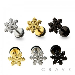 316L SURGICAL STEEL FAKE PLUG W/ SNOW FLAKE