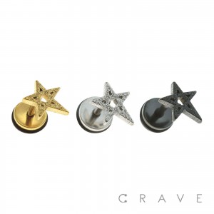 316L SURGICAL STEEL FAKE PLUG W/ SANDBLAST STAR