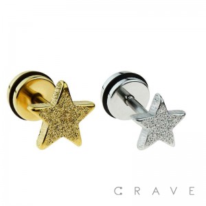 316L SURGICAL STEEL FAKE PLUG W/ SANDBLAST FROST STAR