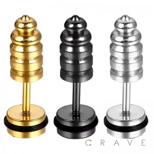 316L SURGICAL STEEL FAKE PLUG W/ ROUND SCREW