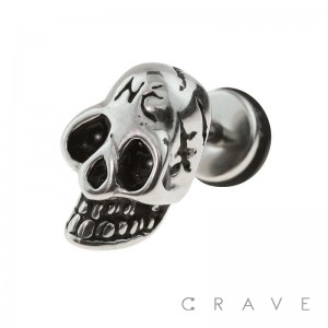 316L SURGICAL STEEL FAKE PLUG W/ NC SKULL