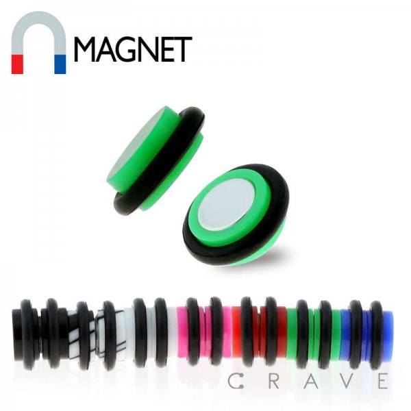 MAGNETIC COLOR ACRYLIC FAKE PLUG WITH O-RINGS