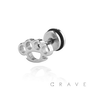 316L SURGICAL STEEL FAKE PLUG W/ KNUCKLE DUSTER