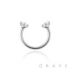 INTERNALLY THREADED COLOR CZ PRONG SET 316L SURGICAL STEEL HORSESHOE