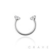 INTERNALLY THREADED COLOR CZ PRONG SET 316L SURGICAL STEEL HORSESHOE