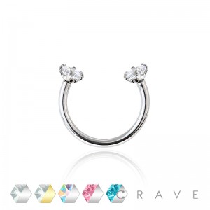 INTERNALLY THREADED COLOR CZ PRONG SET 316L SURGICAL STEEL HORSESHOE