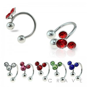 316L SURGICAL STAINLESS STEEL HORSESHOE WITH COLOR GEM BALLS