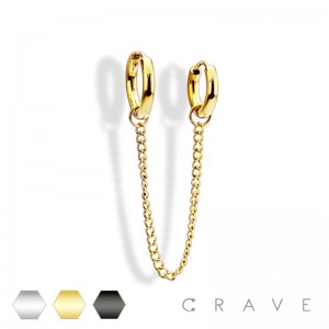 316L STAINLESS STEEL CHAIN LINKED ROUND HUGGIE/HOOP EARRING